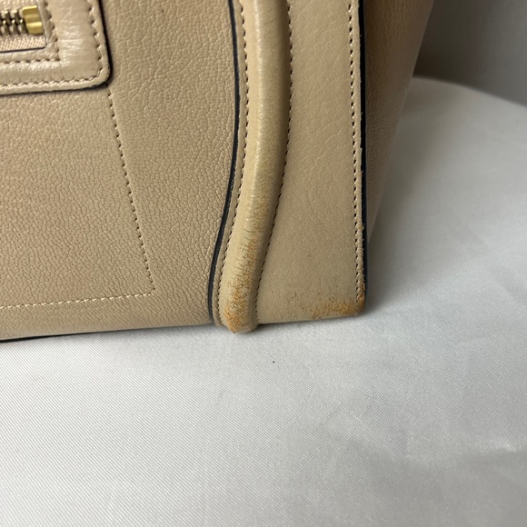 Celine Medium Luggage Bi-Color Beige Tan & Navy Blue Tote - Authentic - Picture 9 of 13